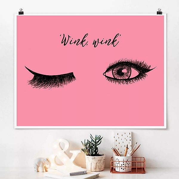Poster Kunstdruck - Querformat Wimpern Chat - Wink günstig online kaufen