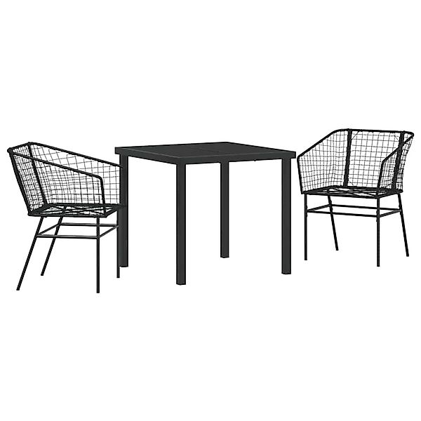 vidaXL Garten Essgruppe 3-Tlg Schwarz Poly Rattan 3380890 günstig online kaufen