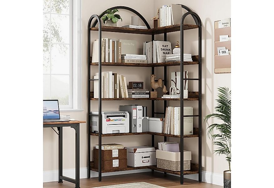 GarveeMore Bücherregal Gewölbtes,Eckbücherregal,L-förmiges Bücherregal,MDF, günstig online kaufen
