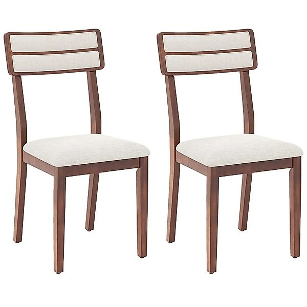 Costway Esszimmerstühle 2er Set mit Hoher Rückenlehne Beige & Walnuss günstig online kaufen
