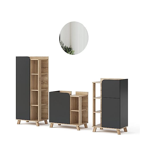 Vicco Badmöbel-Set Karen Sonoma/Anthrazit 4 Teile Opt 3 günstig online kaufen
