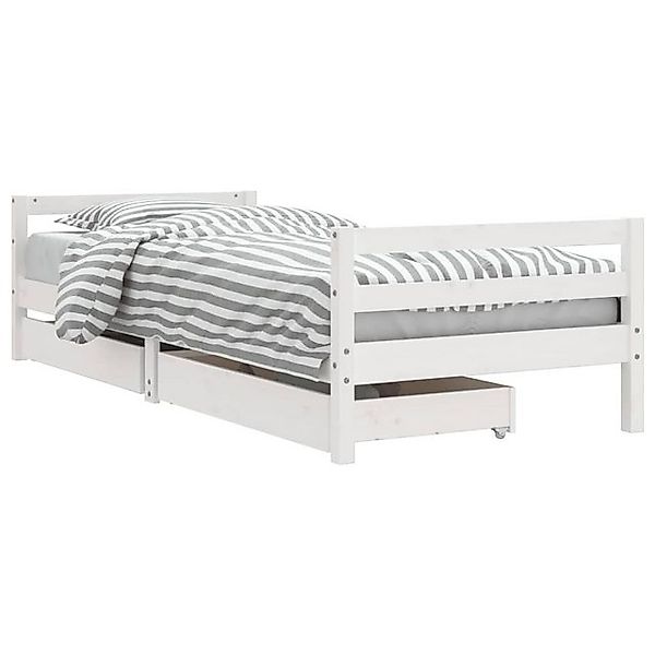 vidaXL Kinderbett, Jugendbett mit Schubladen Weiß 80x200 cm Massivholz Kief günstig online kaufen