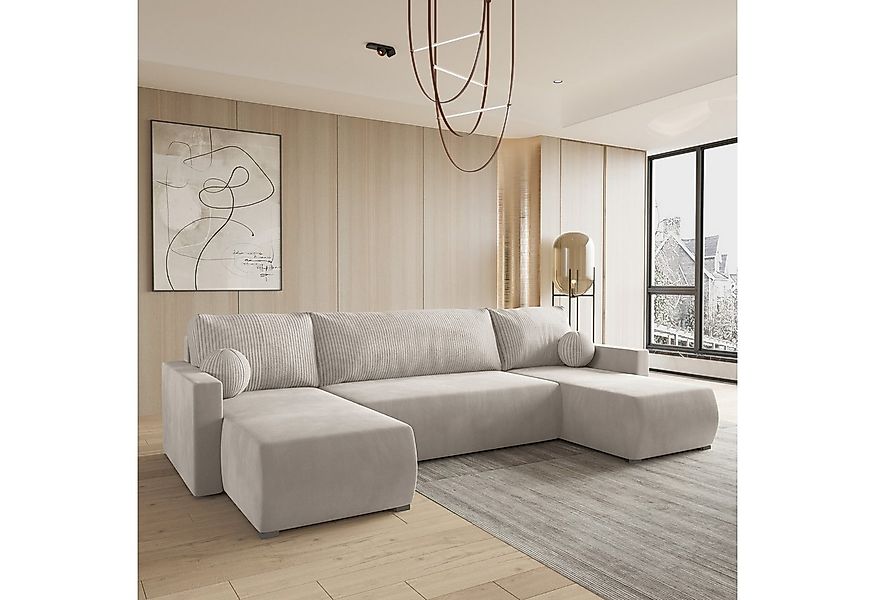 Masseno Ecksofa TESSUN mit Schlaffunktion U-Form, Sofa mit Bettkasten günstig online kaufen