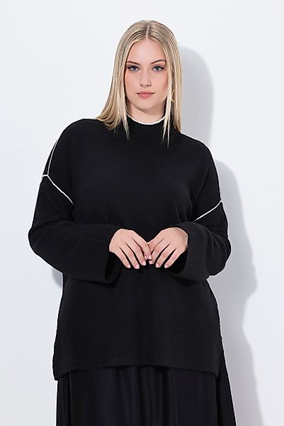 Ulla Popken Strickpullover Pullover Schmucknähte Stehkragen günstig online kaufen