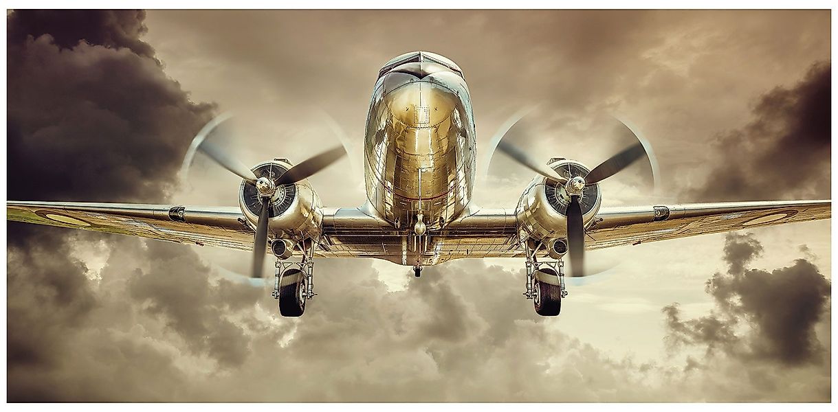Levandeo® Leinwandbild, Leinwand Flugzeug XXL 115x55cm günstig online kaufen