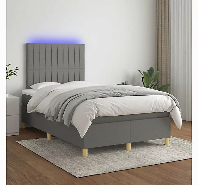 vidaXL Boxspringbett Boxspringbett mit Matratze LED Dunkelgrau 120x200 cm S günstig online kaufen