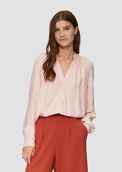 QS Langarmbluse Bluse Melierte Viskosebluse mit Raffung günstig online kaufen