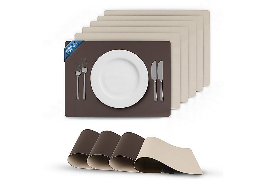 Bestlivings Platzset Kunstleder Uni/Struktur, (6-St), Tischset, abwischbare günstig online kaufen