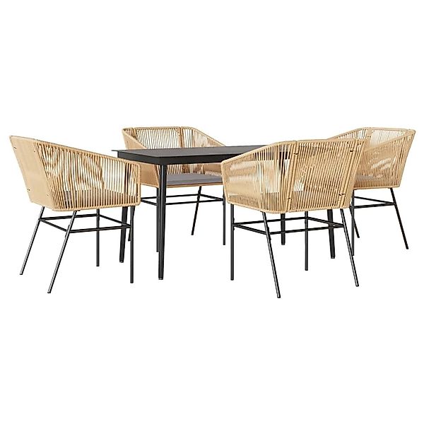 vidaXL 5-Tlg Garten-Essgruppe mit Kissen Braun Poly Rattan Glas 3334522 günstig online kaufen