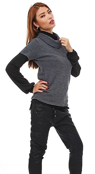 Mississhop Rollkragenpullover 2 in 1 Optik Strick Pullover Longshirt günstig online kaufen