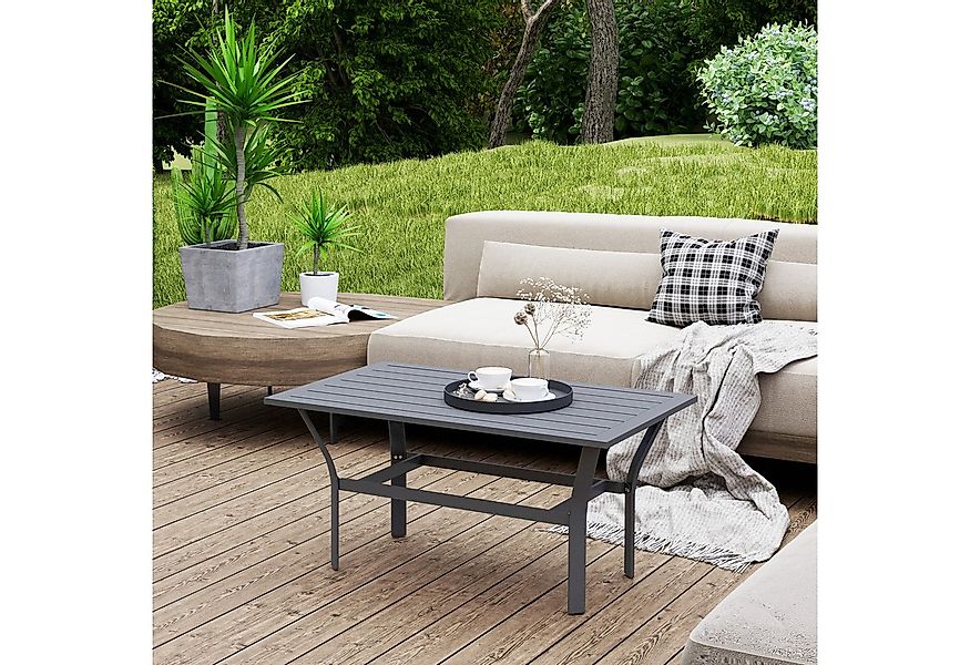 Outsunny Beistelltisch mit Lamellendesign (Metall Balkontisch, 1-St., wette günstig online kaufen