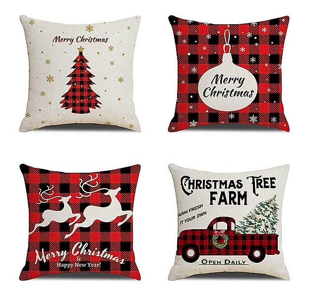 TexDeko Zierkissen 4er Pack - Weihnachtskissen - Merry Christmas Sofakissen günstig online kaufen
