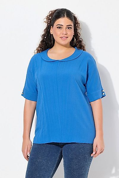 Ulla Popken Tunika Bluse Leinenoptik Oversized Tellerkragen Halbarm günstig online kaufen