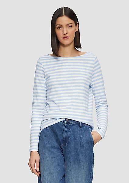 s.Oliver Langarmshirt Geringeltes Langarmshirt aus Flammgarn günstig online kaufen