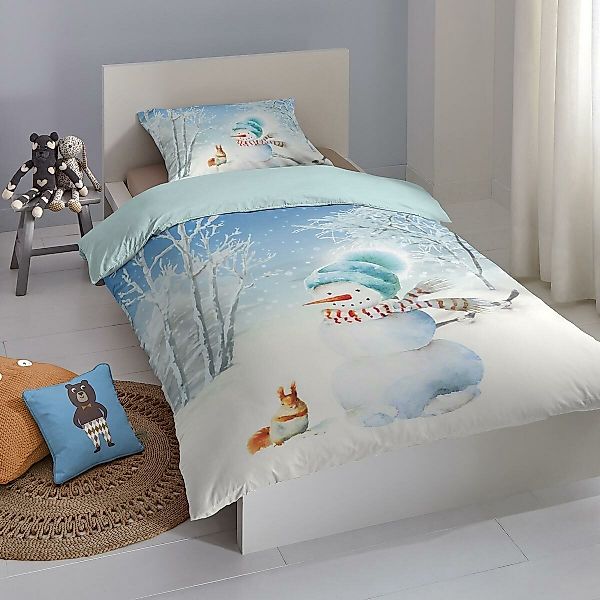 TRAUMSCHLAF Bettwäsche Schneemann und Eichhörnchen, Flanell, günstig online kaufen