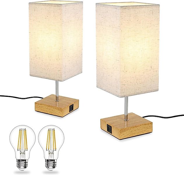 Nettlife Nachttischlampe Touch Dimmbar Stoffschirm E27 günstig online kaufen