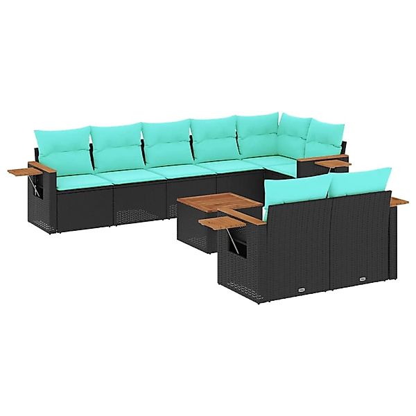 vidaXL 9-Tlg Garten-Sofagarnitur mit Kissen Schwarz Poly Rattan 3226995 günstig online kaufen