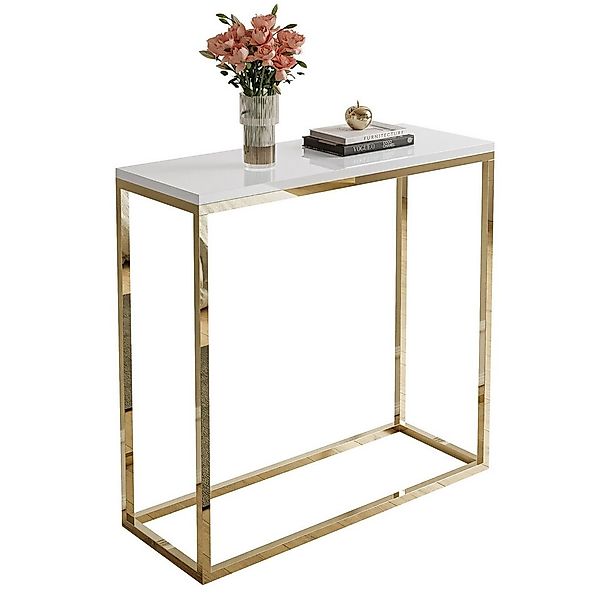 Lookway Konsolentisch MODERN HOCHGLANZ Konsolentisch mit goldfarbenem Chrom günstig online kaufen