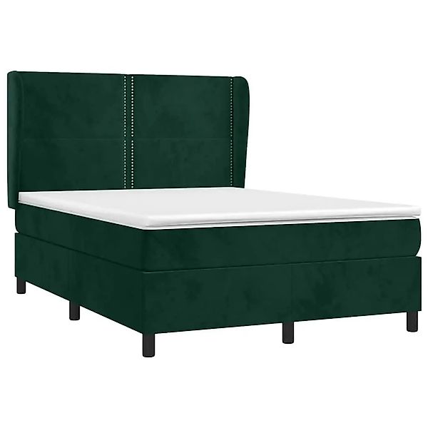 vidaXL Boxspringbett mit Matratze Dunkelgrün 140x200 cm Samt 3129156 günstig online kaufen
