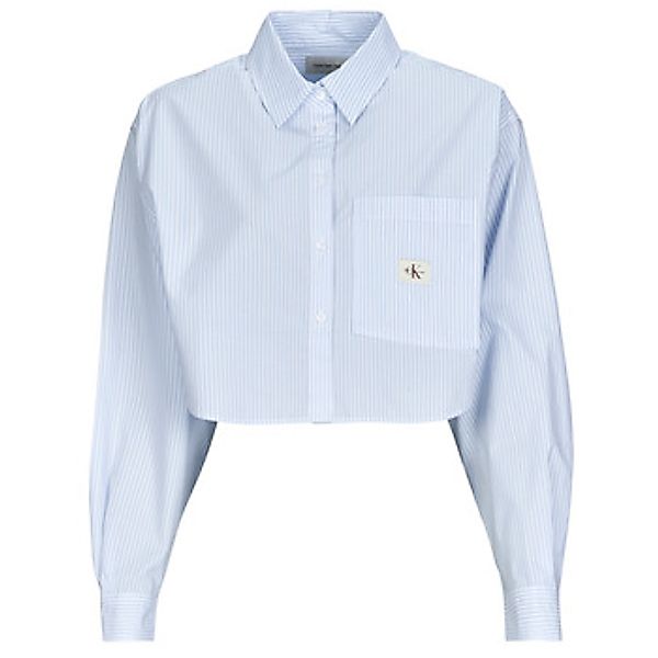 Calvin Klein Jeans  Blusen WOVEN LABEL CROPPED SHIRT günstig online kaufen