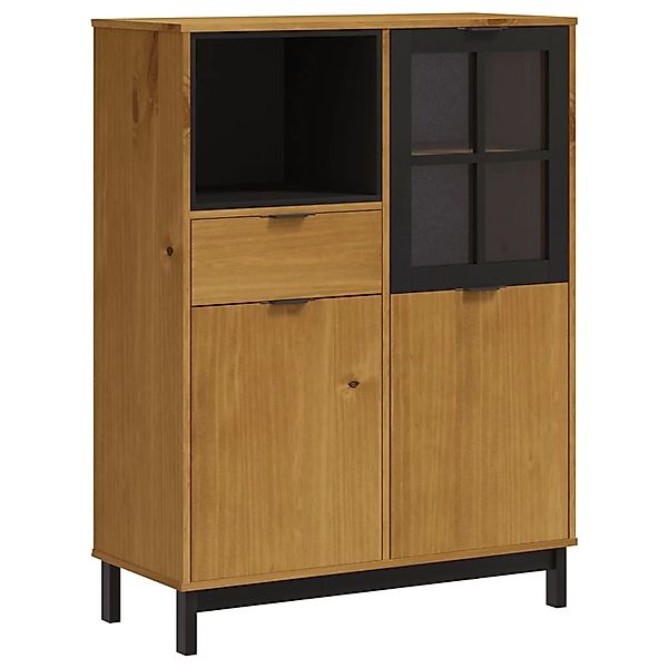 vidaXL Highboard mit Glastür FLAM 92x40x122,5 cm Massivholz Kiefer 357829 günstig online kaufen