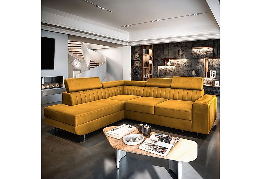 Masseno Ecksofa NOLA mit Schlaffunktion L-Form, Sofa mit Bettkasten günstig online kaufen