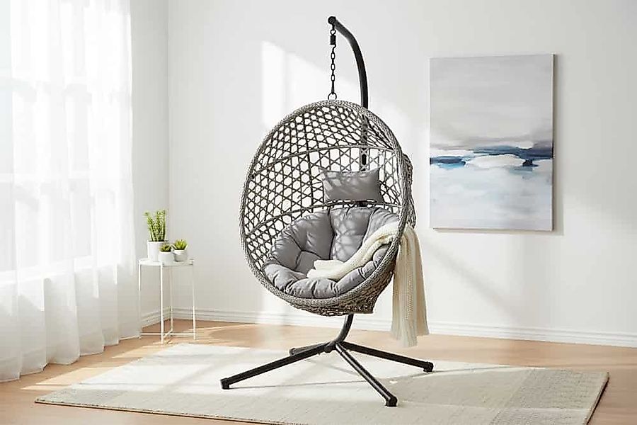 riess-ambiente Hängesessel VOGUE hellgrau - Hängestuhl inkl. Kissen, wetter günstig online kaufen