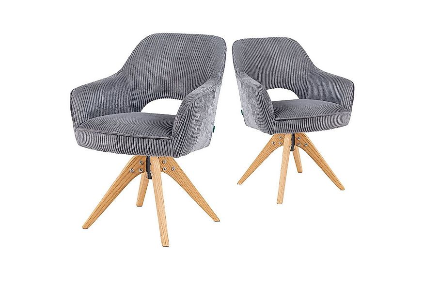 DUBI Möbel Polsterstuhl Mika-Lena 2er-Set, Federkern, Eiche geölt, 360° dre günstig online kaufen