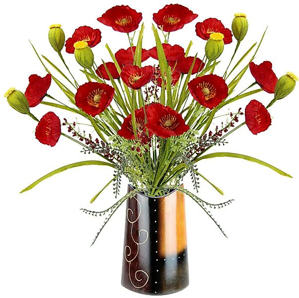 Kunstblume Mohnblumenbusch in Vase aus Keramik, günstig online kaufen