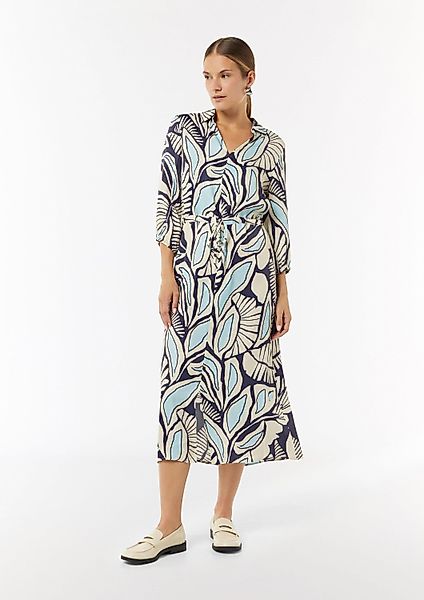 comma Midikleid Kleid Gemustertes Hemdblusenkleid mit günstig online kaufen
