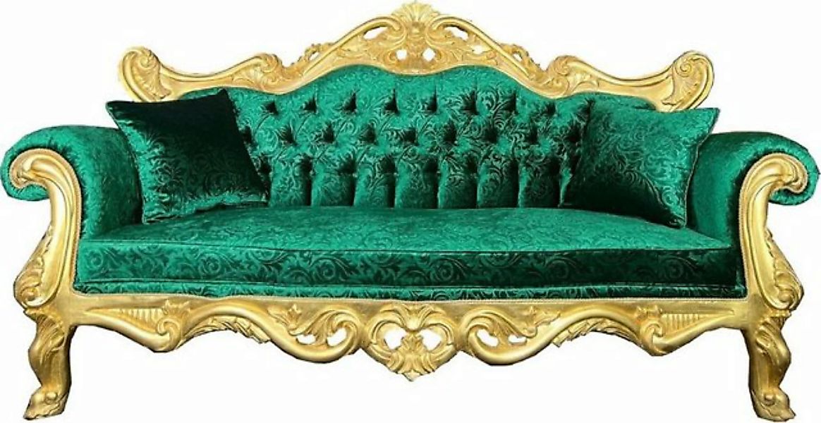 Casa Padrino 3-Sitzer Pompöös by Luxus Barock 3er Sofa Grün Bouquet Muster günstig online kaufen