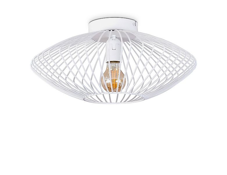 hofstein Deckenleuchte »Pieris« runde Deckenlampe aus Metall in Weiß, ohne günstig online kaufen