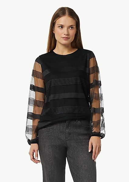comma Langarmshirt T-Shirt Gestreiftes Mesh-Shirt günstig online kaufen