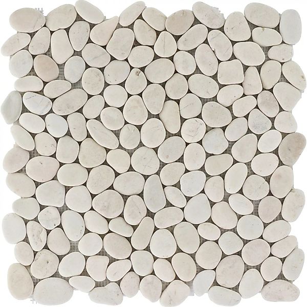 Mosaikmatte Flusskiesel White matt 30 cm x 30 cm günstig online kaufen