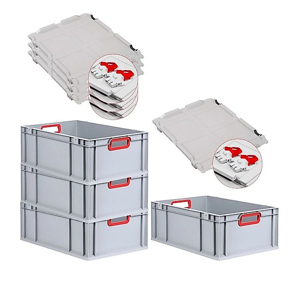 PROREGAL Spar Set 4x Eurobox Nextgen Color Mit Scharnierdeckel & Schiebesch günstig online kaufen