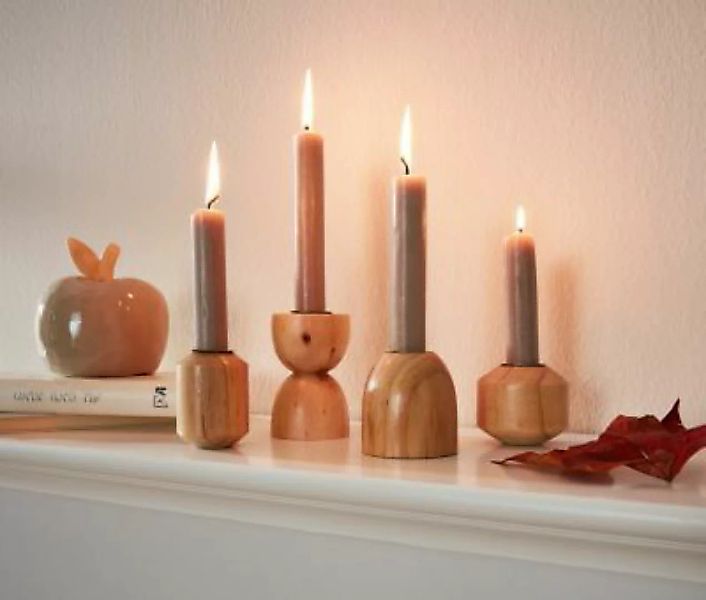 HOME Living Kerzenhalter SPAR-SET 2x Scandi Kerzenständer braun-kombi günstig online kaufen