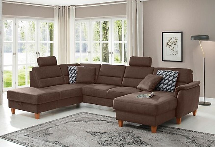 Home affaire Wohnlandschaft »Palmera U-Form, B: 308 cm« optional Bettfunkti günstig online kaufen