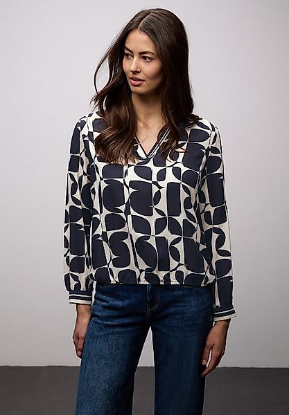 STREET ONE Langarmbluse mit grafischem Muster und Tape-Details günstig online kaufen