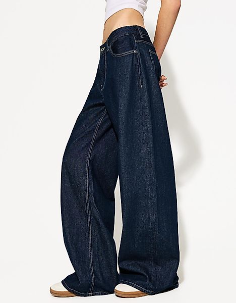 Bershka Wide-Leg-Jeans Damen 36 Marinenblau günstig online kaufen