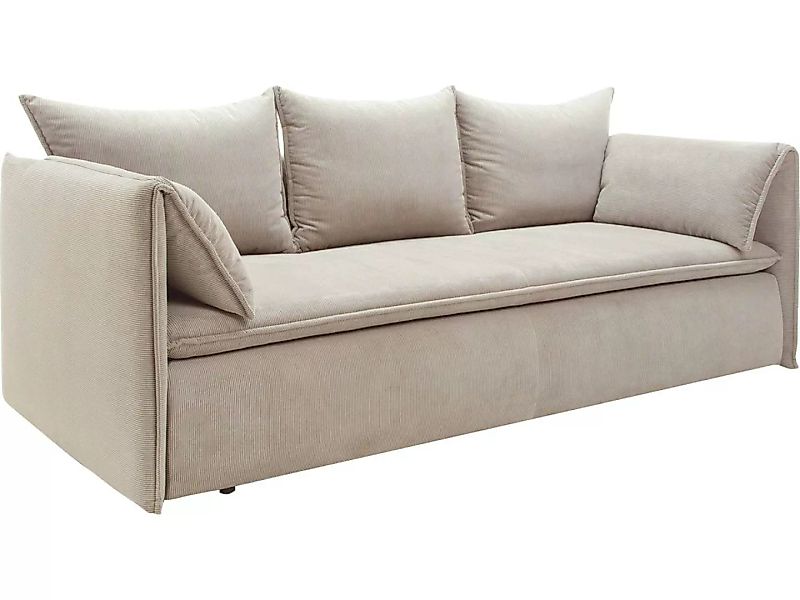 Sofa 3-Sitzer mit Schlaffunktion - Cord - Beige - TEODORA günstig online kaufen