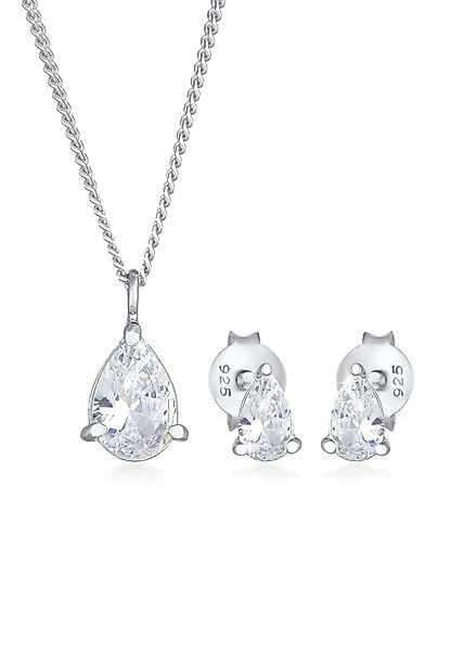 Elli Schmuckset Kette Ohrstecker Tropfen Zirkonia günstig online kaufen
