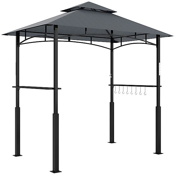 Outsunny Grillpavillon wasserdicht flammhemmend, mit Doppeldach,Seitenregal günstig online kaufen