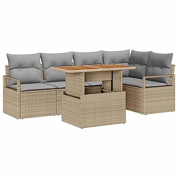 vidaXL Garten Essgruppe mit Kissen 6-Tlg Beige und Grau 3349713 günstig online kaufen