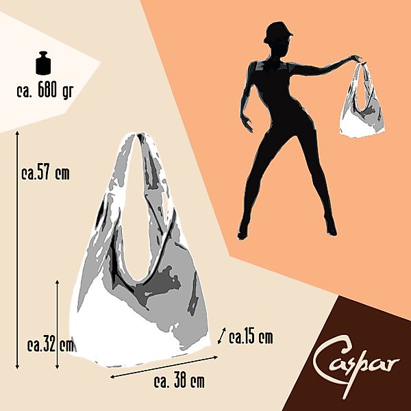 Caspar Schultertasche Große Damen Ledertasche Hobo günstig online kaufen