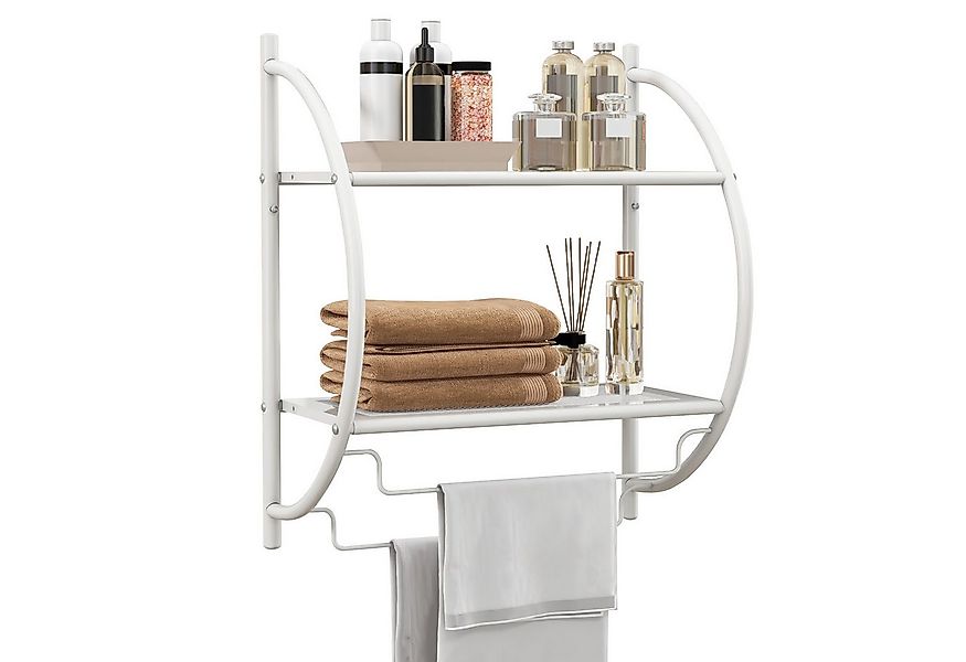 COSTWAY Handtuchhalter, 2 Ablagen & 2 Handtuchstangen, wandmontiert günstig online kaufen