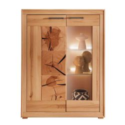 Wohnwand Massivholz Kernbuche in modernem Design 135 cm hoch (vierteilig) günstig online kaufen