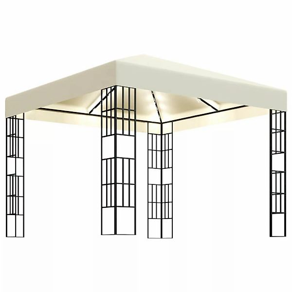 vidaXL Pavillon mit LED-Lichterkette 3x3 m CremeWeiß günstig online kaufen