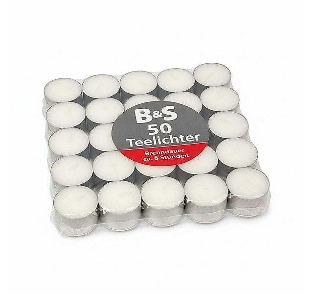 B&S Teelicht 50 Teelichter H 2,3 x Ø 3,7 cm weiß 8 Stunden günstig online kaufen