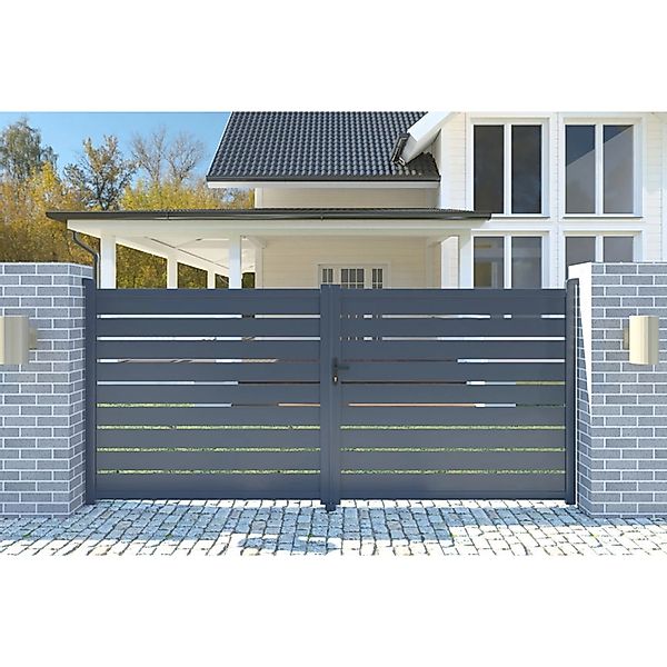 Casanoov Flügeltor 4M Vogel H 160Cm Graues Aluminium & 2 Pfosten 20X20Cm H günstig online kaufen