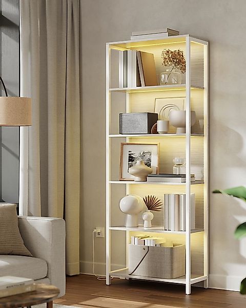 VASAGLE Bücherregal, mit 6 Ebenen, Standregal mit einstellbarer LED-Beleuch günstig online kaufen